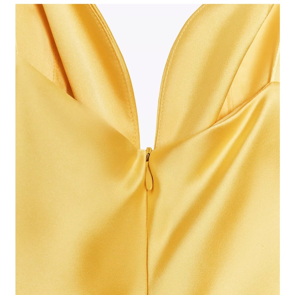 Zara Yellow Satin Slip Maxi Dress - Picture 7 of 10